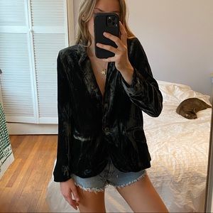 Dark Green crushed velvet blazer